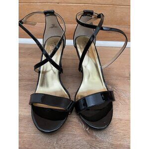 EUC Thalia Sodi Black Patent Leather Strappy Stilettos - Size 8M
